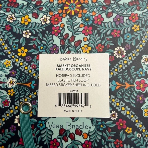 Vera Bradley Kaleidoscope Navy Blue Market Coupon Organizer With Notepad - Picture 3 of 10